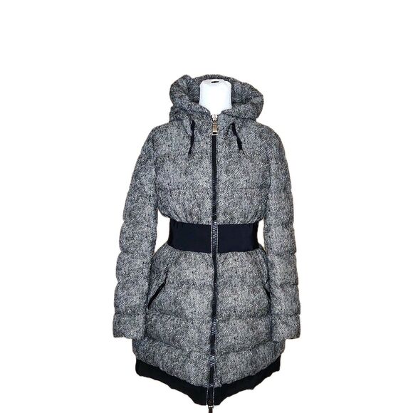 Auth Moncler Puivert Herringbone Down Puffer Coat Jacket Black White M (2) READ - Picture 2 of 16